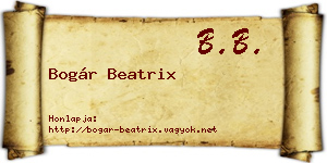 Bogár Beatrix névjegykártya