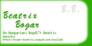 beatrix bogar business card
